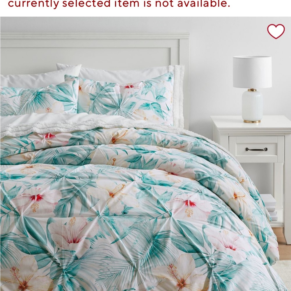 Pottery Barn Teen Tropical Bloom Duvet Cover - White and Blue